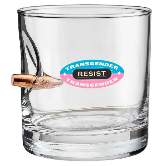 trans pride resist Bullet Whiskey Glasses