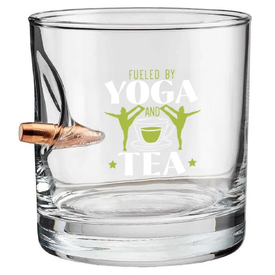 Fueled By Yoga And Bullet Whiskey Glasses Exercise Meditate Yoga