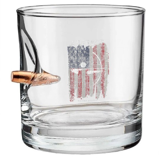 Archery Team USA Vintage American Flag Compound Bullet Whiskey Glasses
