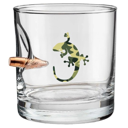 Green camouflage geico Bullet Whiskey Glasses