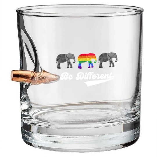 Elephant LGBTQ Rainbow Flag Gay Pride Colorful Bullet Whiskey Glasses