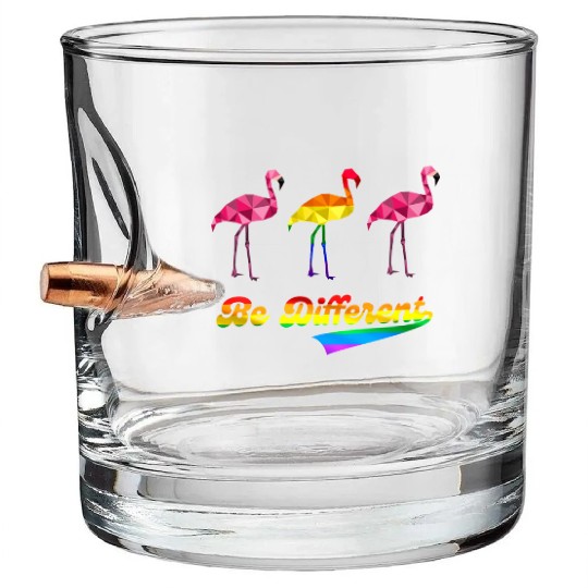 Flamingo LGBTQ Rainbow Flag Gay Pride Month Bullet Whiskey Glasses