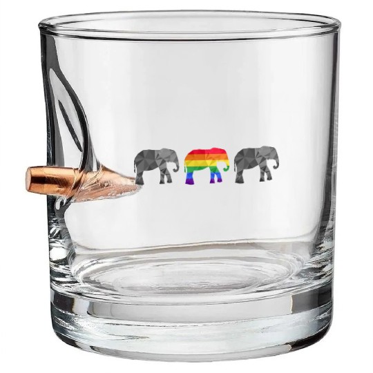 Elephant LGBTQ Rainbow Flag Gay Pride Bullet Whiskey Glasses