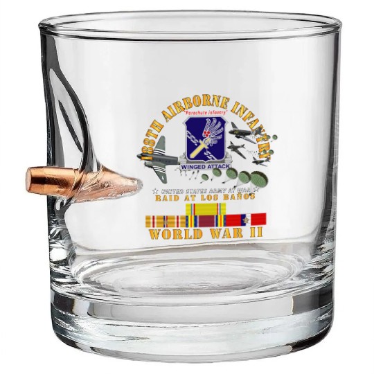 Army 188th Airborne Infantry Raid at Los Baños W J Bullet Whiskey Glasses