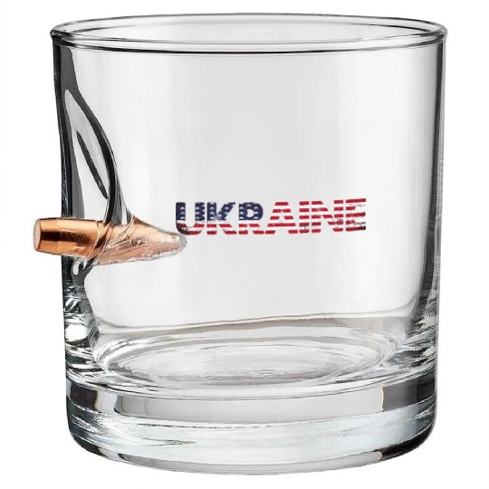 I Stand with Ukraine Ukraine Flag Bullet Whiskey Glasses