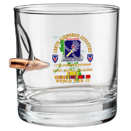 Army 188th Airborne Infantry The Philippines WWII Bullet Whiskey Glasses
