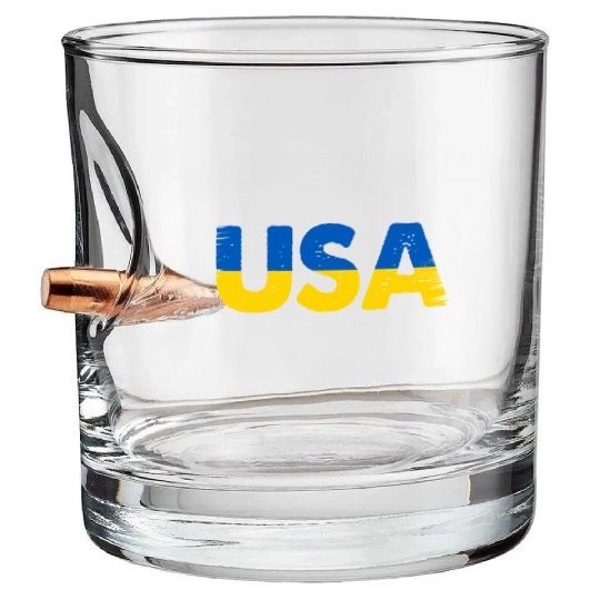 I Stand with Ukraine Ukraine Flag Bullet Whiskey Glasses