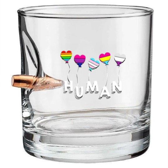 Human - Gay Lesbian Bisexual Transgender Pansexual Bullet Whiskey Glasses