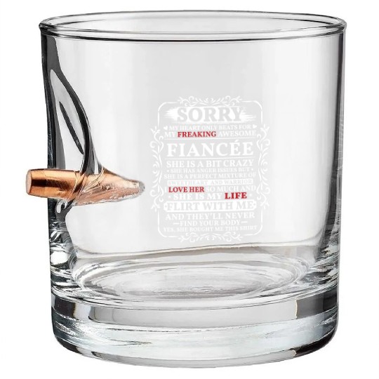 Funny My Heart Only Beating For My Fiance Bullet Whiskey Glasses