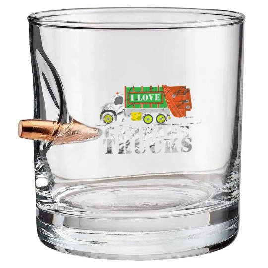 I Love Garbage Trucks Bullet Whiskey Glasses