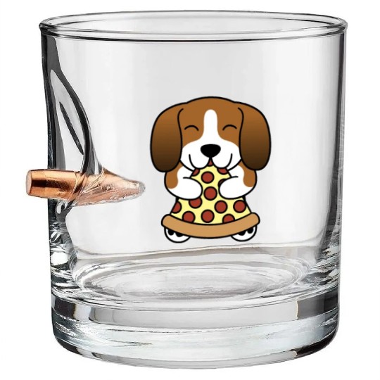 Basset Hound Pizza Lover Bullet Whiskey Glasses