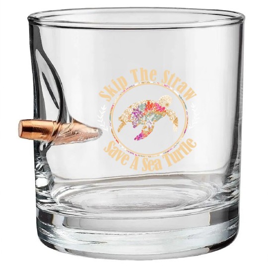 Skip The Straw Save The Sea Turtle Activist Longsl Bullet Whiskey Glasses