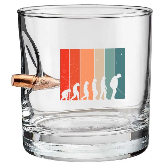 Human Evolution Golf Vintage Golf Player Golfing Bullet Whiskey Glasses