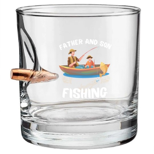 FATHER AND SON FISHING, DAUGTHER, FATHERS DAY, Bullet Whiskey Glasses