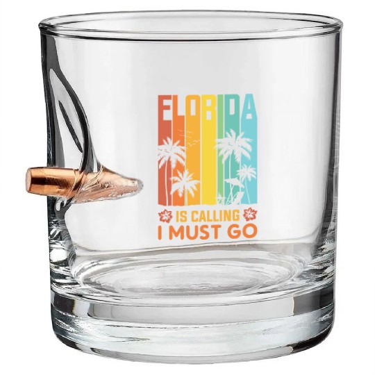 Florida Is Calling I Must Go Vintage Summer Beach Bullet Whiskey Glasses