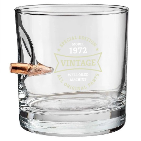 50th Birthday Gifts Born 1972 Vintage 50 Year Old Bullet Whiskey Glasses