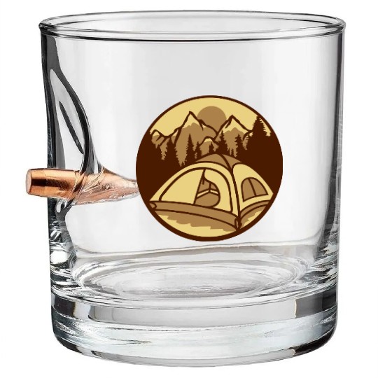 mountains forest camper outdoors Bullet Whiskey Glasses