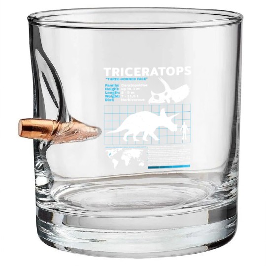 triceratops fact sheet Bullet Whiskey Glasses