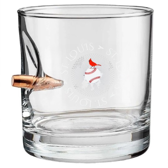 Saint Louis Red Cardinal Circle Font 2019 Bullet Whiskey Glasses