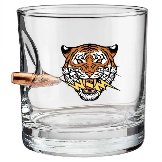 Tiger face and lightning bolt Bullet Whiskey Glasses