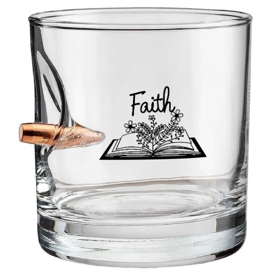Faith Book with wild Flower Bullet Whiskey Glasses