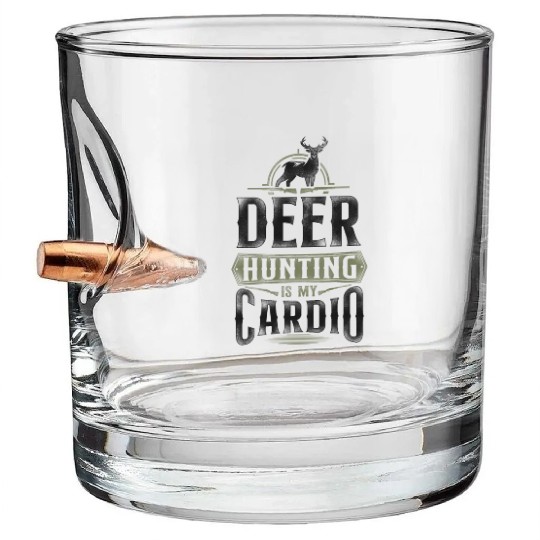 Buck Deer Hunting Hunter Vintage Bullet Whiskey Glasses