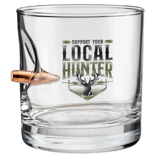 Buck Deer Hunting Hunter Vintage Bullet Whiskey Glasses
