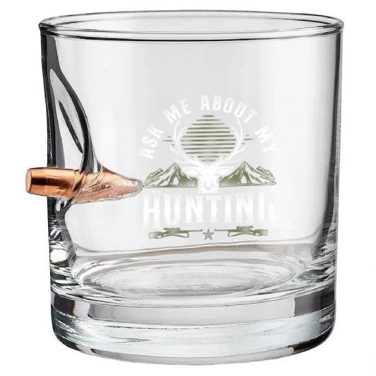 Buck Deer Hunting Hunter Vintage Bullet Whiskey Glasses