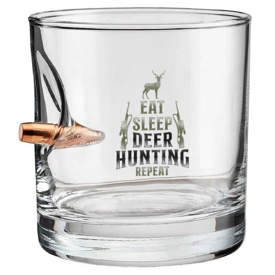 Buck Deer Hunting Hunter Vintage Bullet Whiskey Glasses