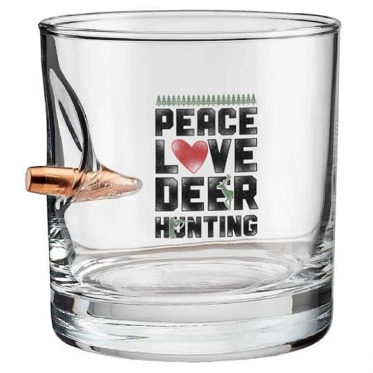 Buck Deer Hunting Hunter Vintage Bullet Whiskey Glasses