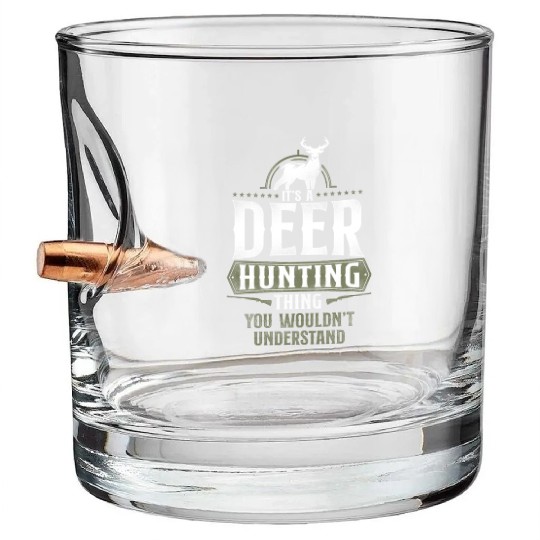 Buck Deer Hunting Hunter Vintage Bullet Whiskey Glasses