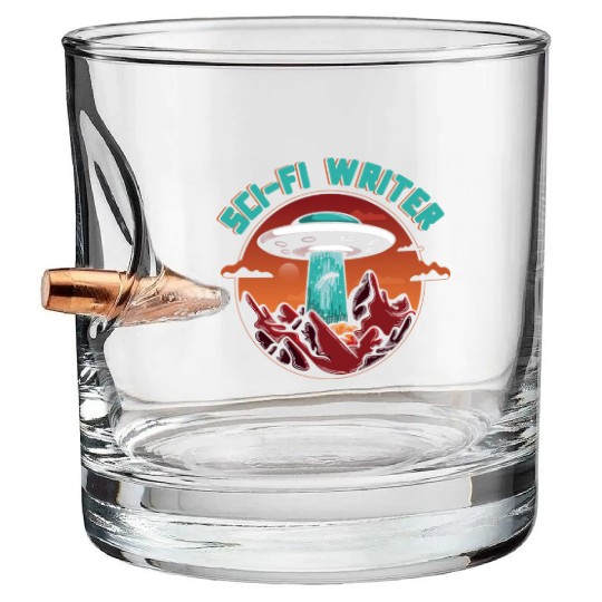 Sci Fi Writer Alien Science Fiction Author Bullet Whiskey Glasses