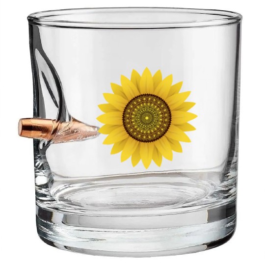 Golden Sunflower Mandala Bullet Whiskey Glasses