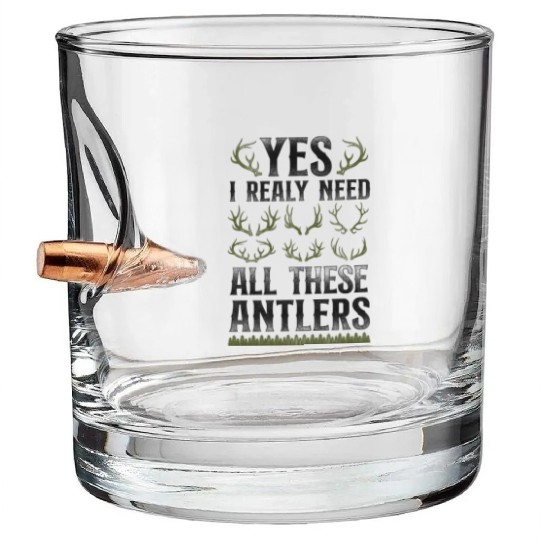 Buck Deer Hunting Hunter Vintage Bullet Whiskey Glasses