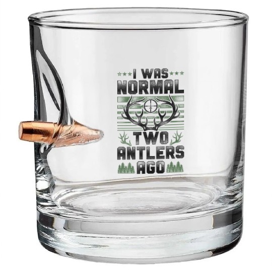 Buck Deer Hunting Hunter Vintage I Bullet Whiskey Glasses