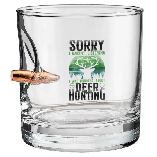 Buck Deer Hunting Hunter Vintage Bullet Whiskey Glasses
