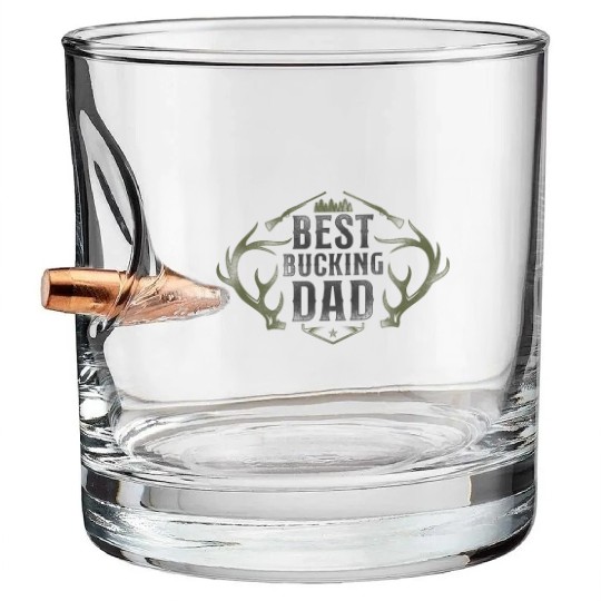 Buck Deer Hunting Hunter Father Bullet Whiskey Glasses