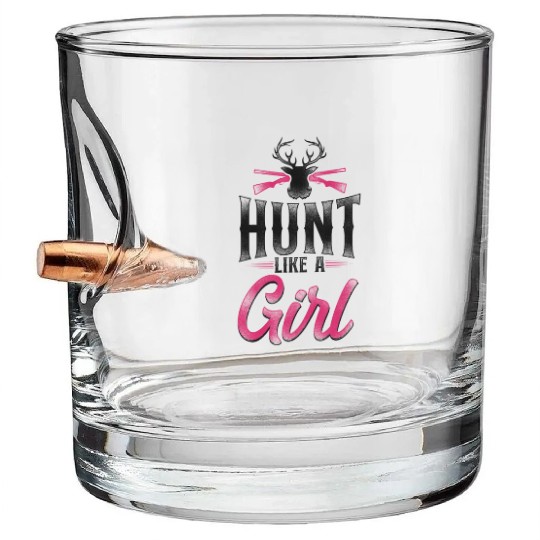 Buck Deer Hunting Hunter Girl Bullet Whiskey Glasses