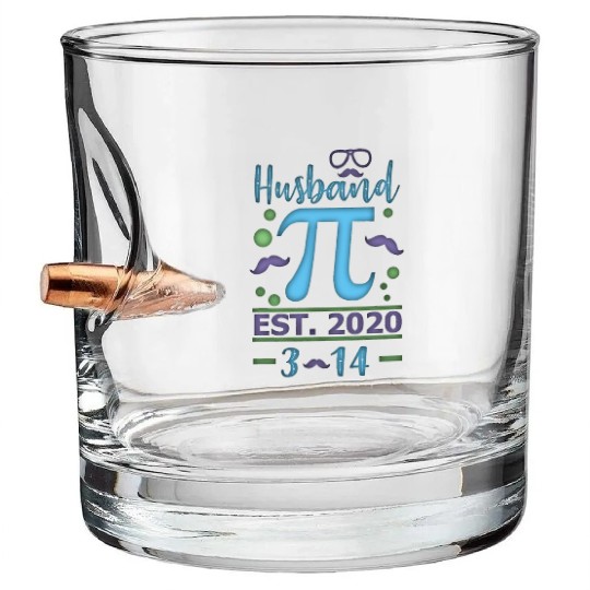 Husband Pi Day Wedding March 14 2020 Math Lover Bullet Whiskey Glasses