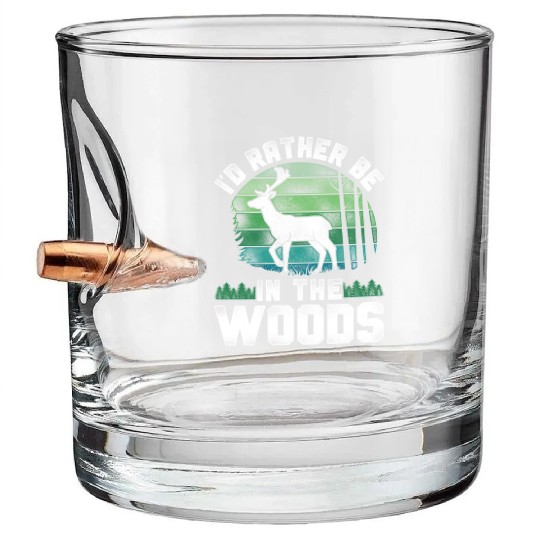 Buck Deer Hunting Hunter Vintage Bullet Whiskey Glasses