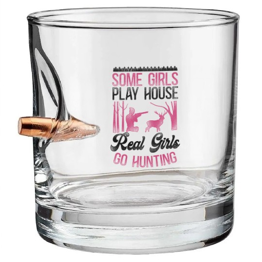 Buck Deer Hunting Hunter Girl Bullet Whiskey Glasses