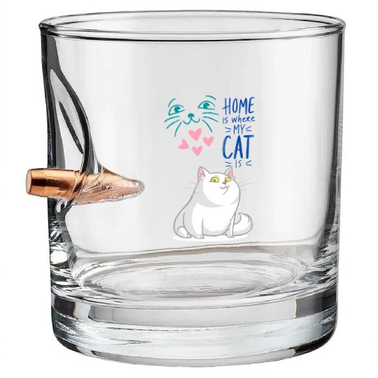 Cat Home Smart Animal Funny Meme Love Family Pet Bullet Whiskey Glasses