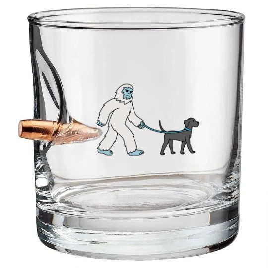 Bigfoot Sasquatch Walking Great Dane Bullet Whiskey Glasses