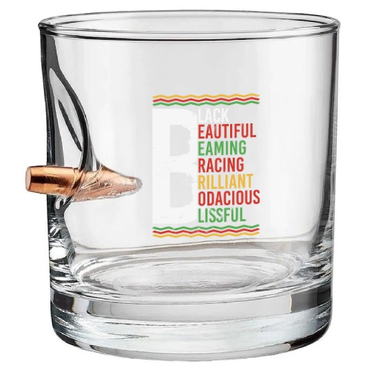 Black Beautiful Beaming Bracing Brilliant Bullet Whiskey Glasses