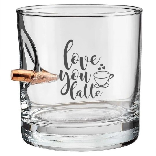 Love You Latte Coffee Lover Bullet Whiskey Glasses