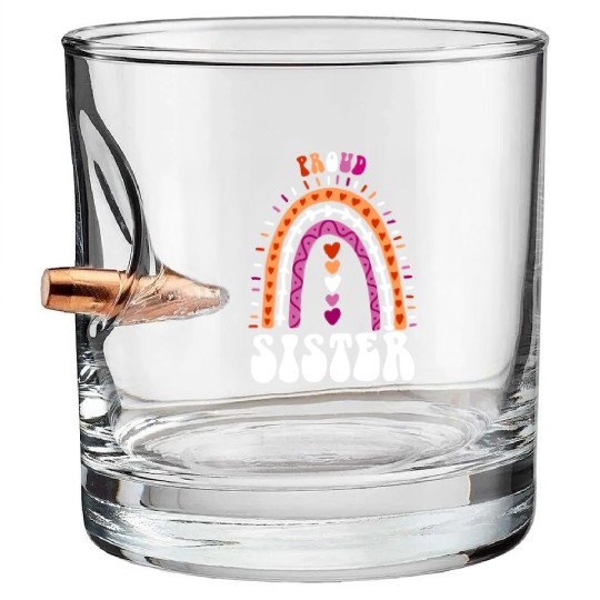 Proud Sister Lesbian Pride Boho Rainbow Bullet Whiskey Glasses