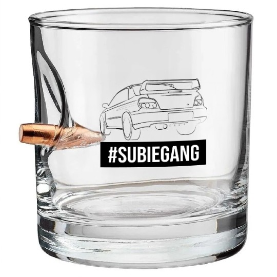 Subie Gang Impreza jdm lover classic japanese car Bullet Whiskey Glasses