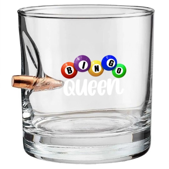 Bingo Queen Bingo Gambling Women's Bingo Player Bullet Whiskey Glasses