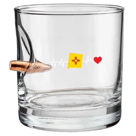 New Mexico Heartbeat Gift Bullet Whiskey Glasses