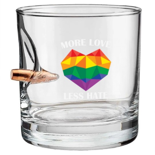 LBGT Flag Gay Pride Human more love less hate Bullet Whiskey Glasses